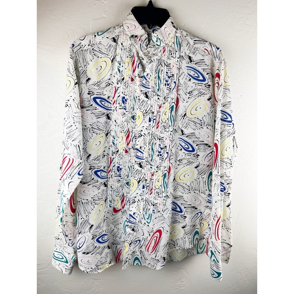 Vintage L &M Formals Shirt Men's Medium Tuxedo Style Outrageous Multicolored S5